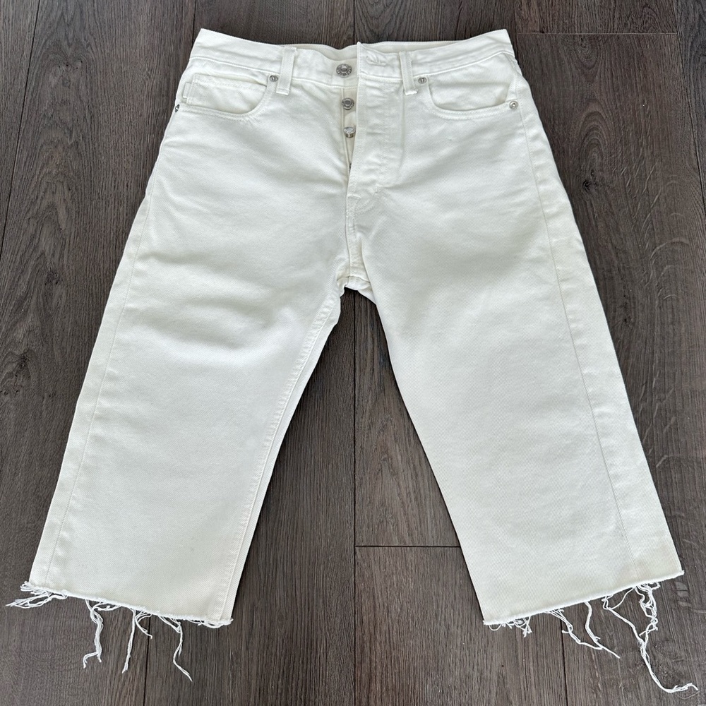 Helmut Lang Bermuda Shorts Fray Hem Cut-off White